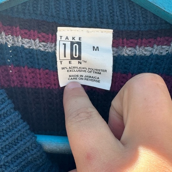 Take Ten boys size medium striped crew neck knit sweater - Picture 3 of 3